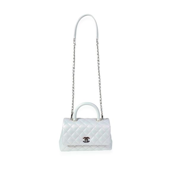 Chanel Iridescent Blue Quilted Caviar Mini Coco Top Handle Flap Bag - Picture 4 of 8